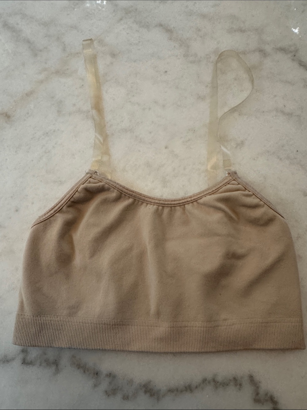 GK Elite Performance Seamless Nude Sports Bra with Clear Adjustable Straps
